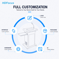 HDFocus DP32 Çift Ekranlı Dijital Podyum 21.5" Dokunmatik & 32" Ekranlı Elektrikli Kaldırma Sistemli Akıllı Kürsü, Kablosuz Şarj Cihazlı