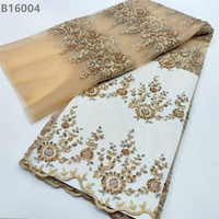 Tissu de dentelle brodé de perles lourdes et de paillettes, bordure perlée élastique, 100% polyester, tissu de dentelle de mariée pour robes