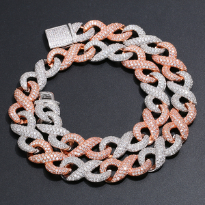 สร้อยคอแบบ Cuban Link ชุบทอง <span class=keywords><strong>2</strong></span> สี ขนาด 16 มม. ประดับเพชรเทียม สำหรับผู้ชาย แบรนด์ Xs <span class=keywords><strong>Rapper</strong></span> Boy's Hop Jewelry - Product Image 2