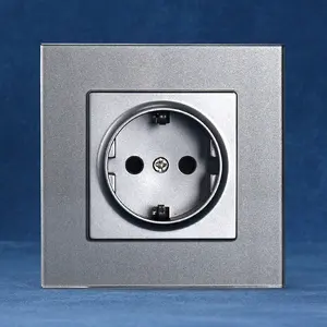 Eu Vierkant 86*86Mm Enkele Elektrische 16a Muur Voeding Duitse Stopcontact Schuko Socket Set Met Glazen Paneel Wit Zwart Goud Kleur