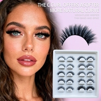 Cils synthétiques Mega Volume 3D effet vison, bande complète, réutilisables, sans cruauté, semi-faits à la main, boîtes à cils personnalisées, vente en gros