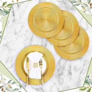 Assiettes de présentation élégantes noires en plastique de 13 pouces, jetables, pour événements, mariages, fêtes, décoration de table nuptiale, lot de 50 - Product Image 4