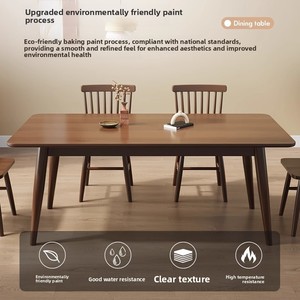 In legno massello eco-friendly 6 posti tavolo da pranzo Set di Design moderno forma rettangolare colore <span class=keywords><strong>noce</strong></span> per Hotel e mobili per la casa - Product Image 2