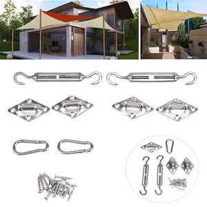 8pcs/set Shade Sail Hardware Kit for Square Sun Shade Sail Installation Patio Lawn Garden Anti-Rust Sail Shade