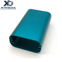 Boîtier en aluminium anodisé extrudé de couleur turquoise, coins arrondis, pour batterie externe portable, module électronique, coque de protection