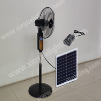 Ventilateur solaire 218 de 16 pouces pour le camping en plein air, vertical, avec télécommande, panneau solaire, lumière nocturne, anti-moustiques, batterie au lithium