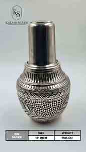 Kalash en argent pur 925, artisanal traditionnel indien, vase en argent pour la maison, le temple, les rituels religieux et les cadeaux de mariage - Product Image 3