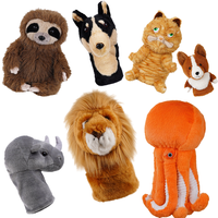 Housse de tête de club de golf en peluche en stock, housse de tête de club de golf en bois, housse de club de golf, housse de club de golf amusante, lion, pieuvre, chien, chat