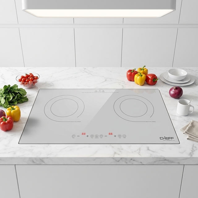 Built-in 2 Zone Induction Cooktop Touch Panel Control Glass Surface Customized Kitchen Electric Cooker Featuring Safety Device