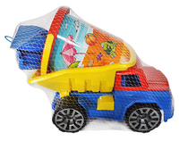 Set di 4 Pezzi Giocattoli da Spiaggia per Bambini, Mini Camion in Plastica con Secchio, Paletta e Rastrello