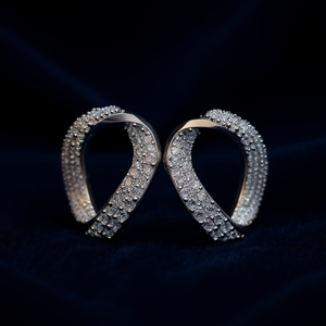 Orecchini in Oro Bianco con Diamanti Taglio Brillante Rotondo Colore D Gioielli da Sposa di Lusso Naturali per Donna - Product Image 2