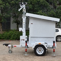Remolque con energía solar y batería de respaldo, alimentado por CC, con 2 LED de 150W y mástil de 7m de altura, para socorro en emergencias y desastres