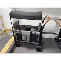 Poussette double pliable de luxe en alliage d'aluminium, chariot de voyage pour 4 enfants avec topper, MOQ 10 pièces, direct usine