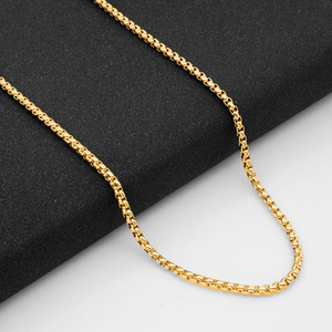 Zogxin Stainless Steel Square Pearl Chain Necklace Unisex Hip Hop Fashion Jewelry 18K Gold Plated Geometric Design - Product Image 4