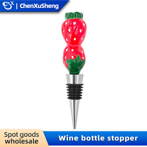 Ceramic Double Strawberry Wine Stopper Alloy Bottle Stopper Champagne Stopper Wine <b>Pourer</b> Creative Gift - Product Image 4
