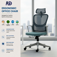 Chaise de bureau ergonomique à dossier haut en maille avec appui-tête réglable et soutien lombaire, chaise de direction confortable pour le bureau à domicile