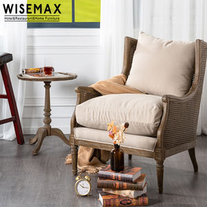 <span class=keywords><strong>Silla</strong></span> de Ocio WISEMAX FURNITURE de Diseño Francés con Marco de Madera de Roble Envejecido, Respaldo de Ratán y Patas de Columna <span class=keywords><strong>Romana</strong></span> para Sala de Estar - Product Image 1