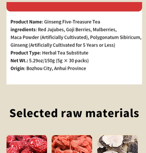 Thé aux neuf trésors de ginseng biologique certifié GMP, thé détoxifiant naturel à base de plantes pour femmes et hommes, baies de goji, maca naturelle - Product Image 5