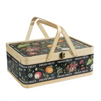 Panier cadeau en bambou personnalisé pour l'emballage de produits, vide, vente en gros, logo personnalisé, emballage cadeau en bois recyclable, boîte en bambou