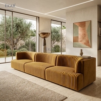 Canapé en velours moderne de luxe 3400 mm, canapé modulaire minimaliste italien avec étagère de rangement pour salon, villa