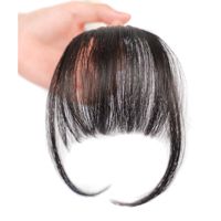 Vente en gros de franges en cheveux synthétiques avec favoris, fausses franges fines et légères pour femmes