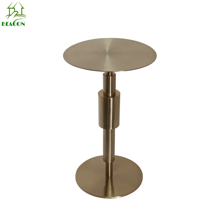 Luxury Design Coffee Side Table Golden Interior Decor Hotel Suite Room Furniture Small Stainless Steel Round Top Side Table