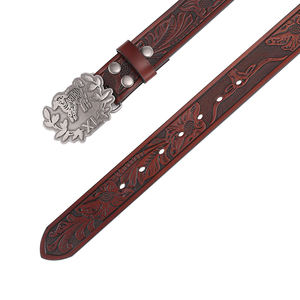 Westal Vintage mujeres cinturones de cuero de vaca de lujo en relieve placa completa hebilla grano cinturón de cuero genuino para hombres - Product Image 5