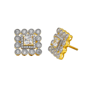 ต่างหูผู้ชาย ชุบทองคำ 14k รูปทรง<span class=keywords><strong>ส</strong></span>ี่เหลี่ยมประดับเพชร CZ - Product Image 4