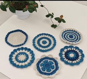 Posavasos de Madera Hechos a Mano con Ganchillo, No Tóxicos, para Proteger el Escritorio, Decoración del Hogar, Regalos para Fiestas, Bodas, Inauguración de Casa, Platos - Product Image 1