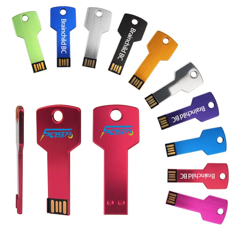 Bán buôn Key Shaped USB Flash Drive tùy chỉnh Mini U đĩa Ổ Đĩa Bút 16GB 8GB 4GB 64GB 32GB 128GB Pendrive kim loại USB