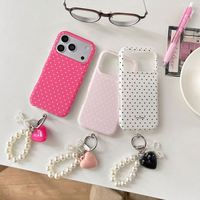 Coque de téléphone demi-enveloppante double couche unie à pois pour iPhone 17 Pro Max 16 Pro 15 – Housse de protection mignonne et élégante