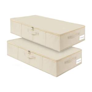 Skymoving nouveau 2 pièces organisateur de rangement en tissu Non tissé boîtes de rangement et bacs boîtes à vêtements pliables stockage sous lit avec couvercle - Product Image 1