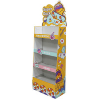 Benutzer definierte Supermarkt Einzelhandel 4 Tier Kraft papier Produkt Boden Display Stand Box Rack Wellpappe Karton Display Stand Box
