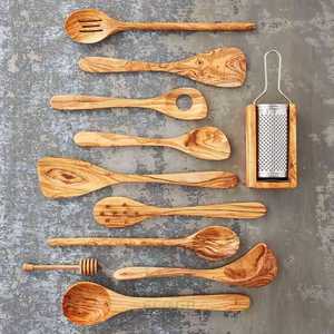 Cuillère de cuisine en bambou et bois d'olivier de qualité supérieure, écologique, durable et légère, pour la cuisson (vente en gros) - Product Image 3