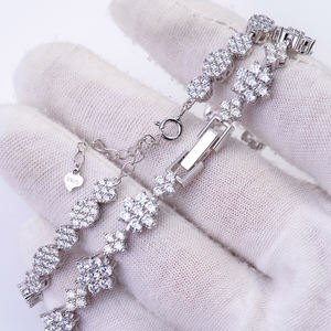 Pulsera de tenis de eslabones ajustable de plata de ley con moissanita VVS engastada, diseño de girasol, varios estilos, moderna, para mujer, regalo para fiesta - Product Image 2