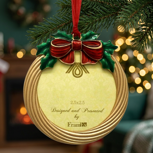 For Painted Metal <b>Christmas</b> Tree Hanging Photo Frame Ornament 2.5"x2.5" for Holiday Decoration - Product Image 3