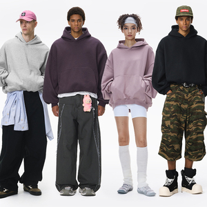 Sweat-shirt à capuche unisexe surdimensionné de style streetwear, en coton d'hiver lourd, avec logo personnalisé brodé, imprimé en relief de luxe - Product Image 3