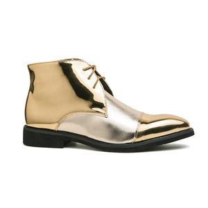 Zapatos de vestir de encaje dorado para hombre, botas Oxford de <span class=keywords><strong>charol</strong></span> de alta calidad, 38-46 talla grande, diseño antideslizante, <span class=keywords><strong>charol</strong></span> Formal a la moda - Product Image 5