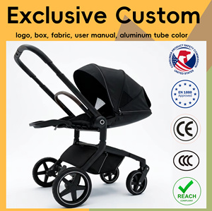 Poussette de voyage pliable en tissu approuvée par les compagnies aériennes avec cadre en tube d'aluminium, petit chariot de rangement - Modèle Landleopard Kingkong - Product Image 1