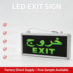 Señales de evacuación personalizadas con logotipo para comercio exterior, en inglés, con <span class=keywords><strong>flecha</strong></span> verde de persona corriendo, para <span class=keywords><strong>salida</strong></span> de emergencia por incendios - Product Image 6