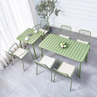 Ensemble table et chaises de patio en alliage d'aluminium résistant à la rouille, style américain, luxe simple, longue table à manger pour balcon et salon de thé