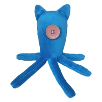 Pieuvre en peluche bleue à six pattes jouet de décoration intérieure avec bouton et sécurité des yeux en polyester animal en peluche de calmar mignon à coudre usine OEM