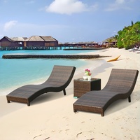 Ensemble de chaises longues en rotin pour la plage et le bord de la piscine, meubles inclinables d'extérieur résistants aux intempéries avec table pour hôtel et plage