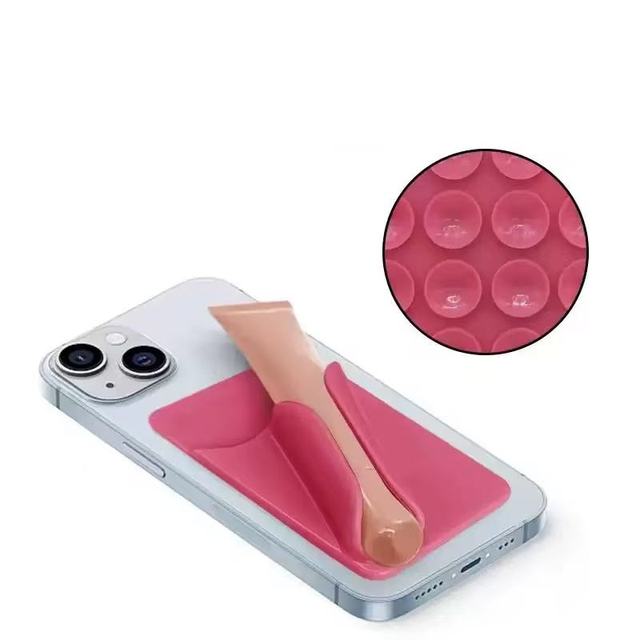 Silicone Protective Lip Balm Case Suction Phone Lip Gloss Holder for Most Smartphones Back Suction Grip Lipstick Phone Holder