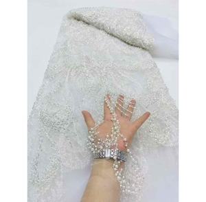 Tela de encaje con cuentas de lujo, diamantes de imitación de cristal, diseños de encaje 2025, tela, vestidos de encaje africano blanco, fiesta de mujer - Product Image 2