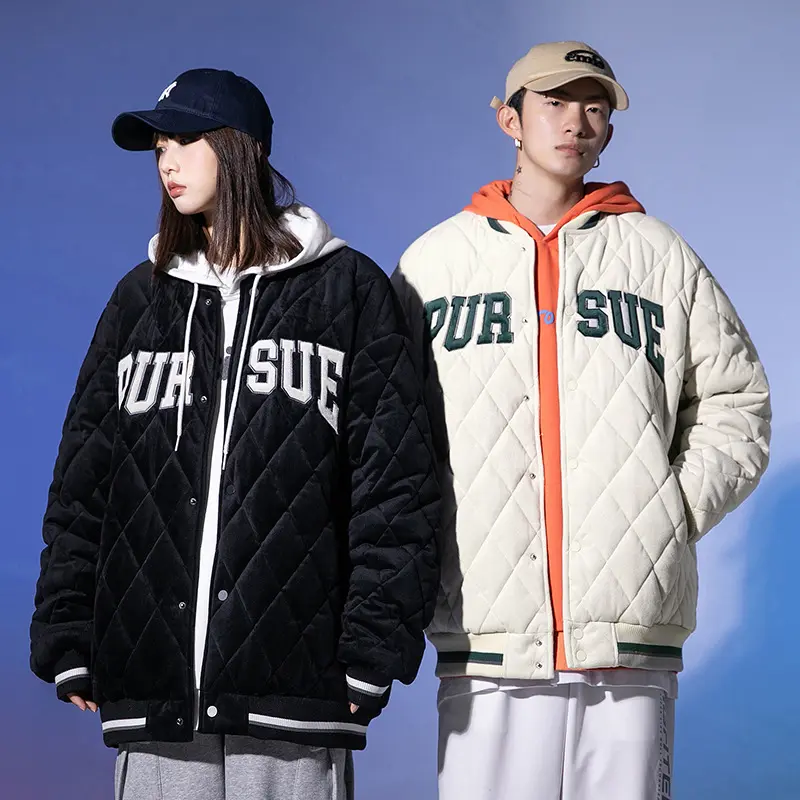 Chaqueta Bomber de béisbol para hombre y mujer, cazadora de estilo Hip Hop Harajuku de terciopelo con letras de retales, ropa de calle Unisex, abrigos universitarios