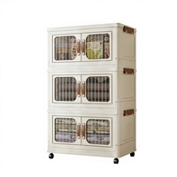Armoire de rangement moderne pliable en plastique PP de 65 cm avec portes magnétiques doubles pour le stockage des aliments à la maison et au jardin