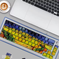 Van Gogh Custom PBT Keycaps French Sublimation Transparent Side Engraved Cherry Keyboard Profile Featuring Crow Wheat Field