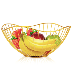 Corbeille à fruits décorative élégante en fil doré, bol à fruits en métal pour comptoir de cuisine - Product Image 1