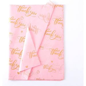 Recyclable Pink Metallic Gold logo Packaging <b>Paper</b> Thankyou Gift Wrapping Tissue <b>Paper</b> for Wedding Birthday Showers - Product Image 1